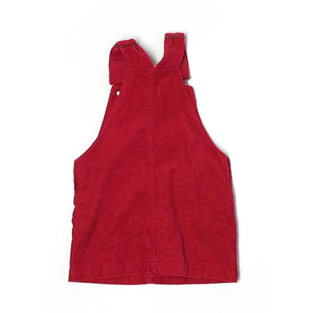 Oshkosh Toddler Girls Red Corduroy Overall skirt Dress Skirtall